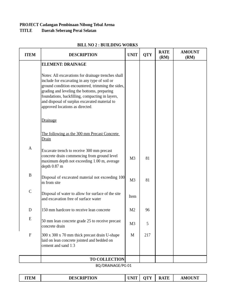 Bq Drainage | PDF | Concrete | Cement