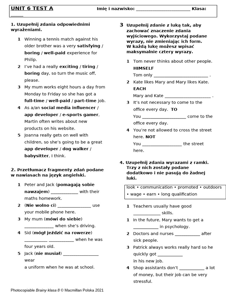 Unit 6 Test A Overview | PDF