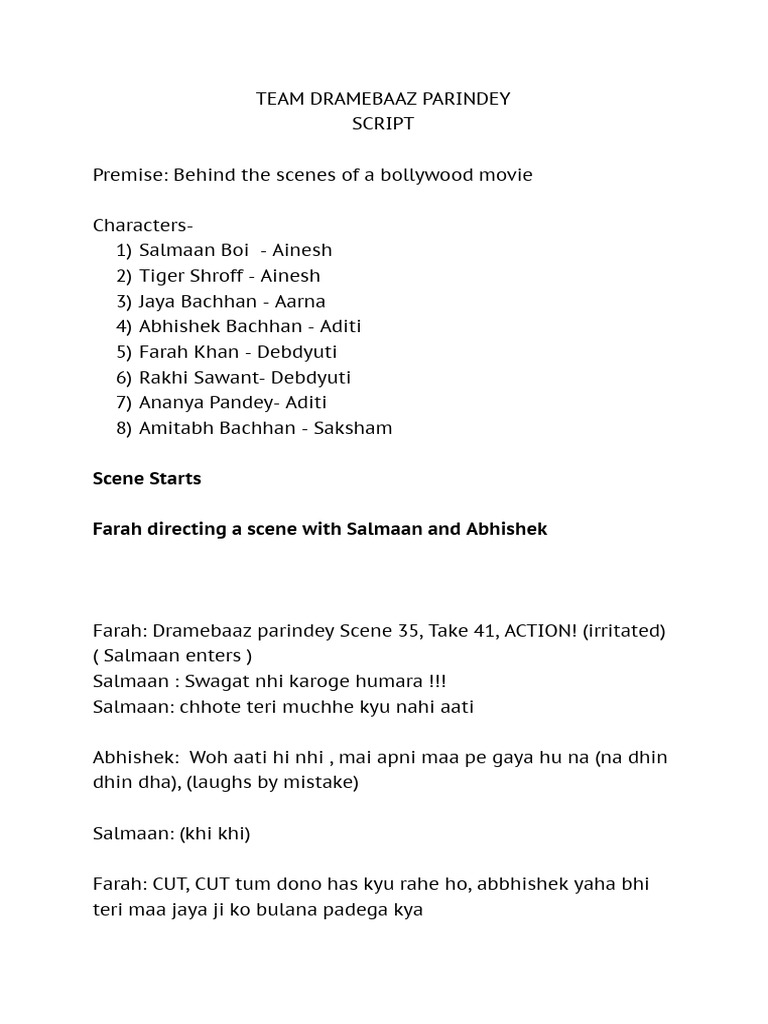 Bollywood Movie Behind-the-Scenes Script | PDF | Cinema Of India | Film ...