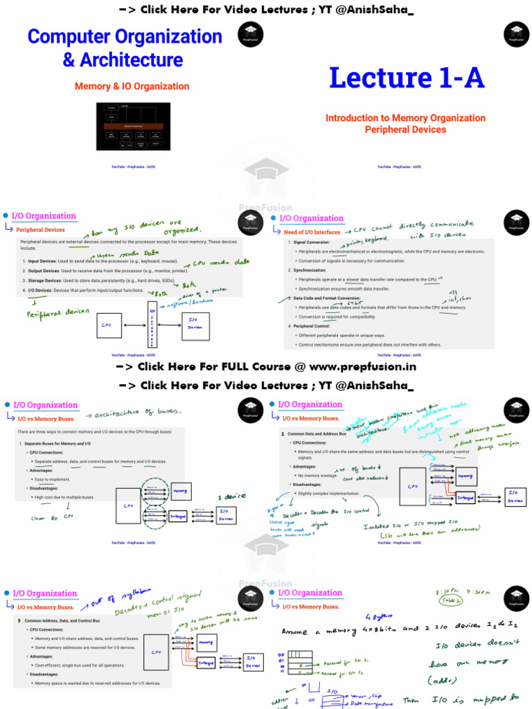 Chapter - 5. IO, Memory Organization Printable - 4in1 | PDF