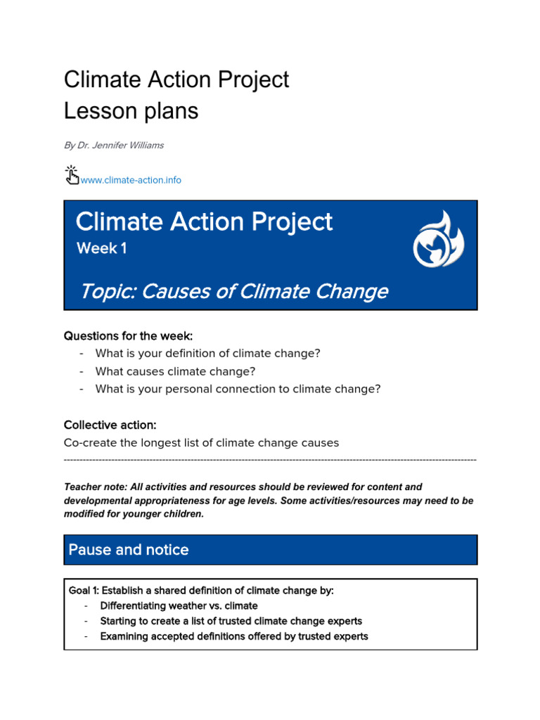 Climate Action Project - Lesson Plans - EN | PDF | Climate Change ...
