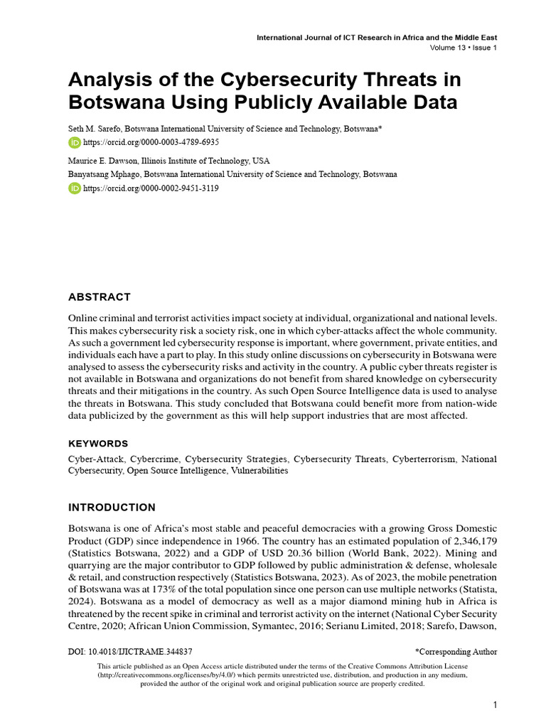 Cybersecurity Threats in Botswana Analysis | PDF | Computer Security ...