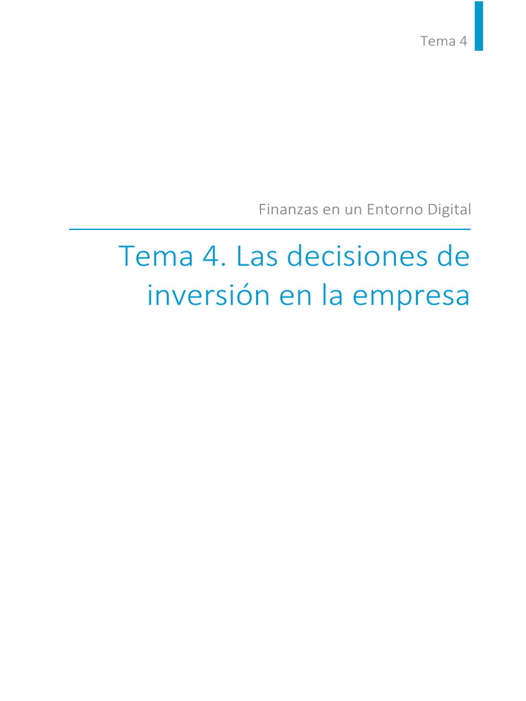 Tema 4. Las Decisiones de Inversión en La Empresa | PDF | Inversiones ...