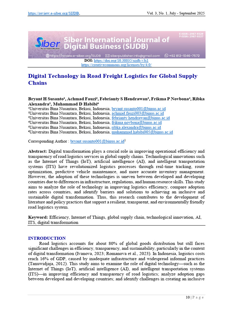 Digital Tech in Road Freight Logistics | PDF | Internet Of Things ...