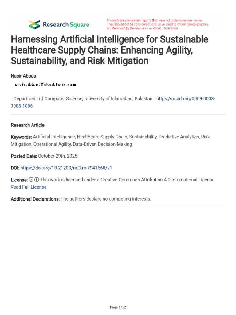 2025 Harnessing Artificial Intelligence For Sustainable Healthcare ...