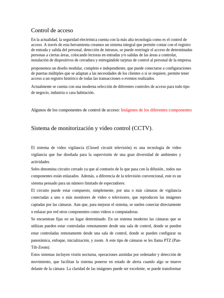Sistemas de Control de Acceso y CCTV | PDF | Circuito cerrado de ...