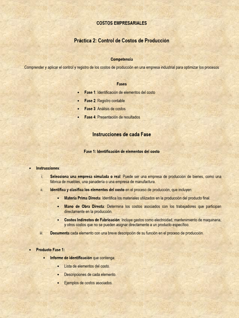Práctica 2 Control de Costos de Producción (1) | PDF | Contabilidad | Costo
