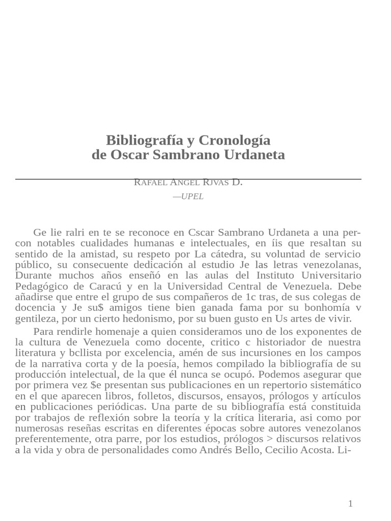 Bibliografía de Oscar Sambrano Urdaneta | PDF | Venezuela | Educación ...