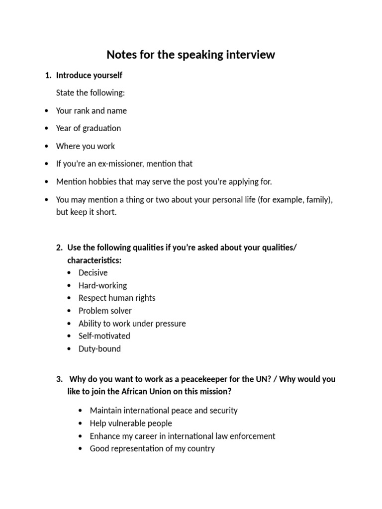 Interview Tips for UN Peacekeeper Roles | PDF | African Union