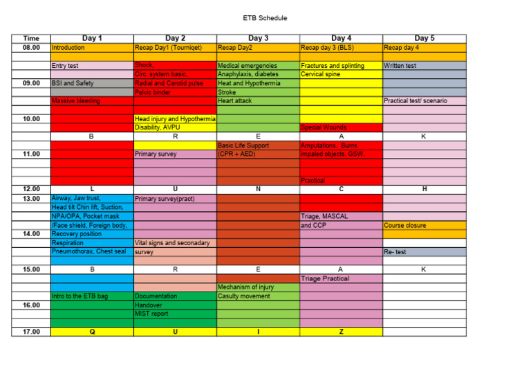 3. ETB Schedule | PDF | Medical Emergencies | Medical Specialties