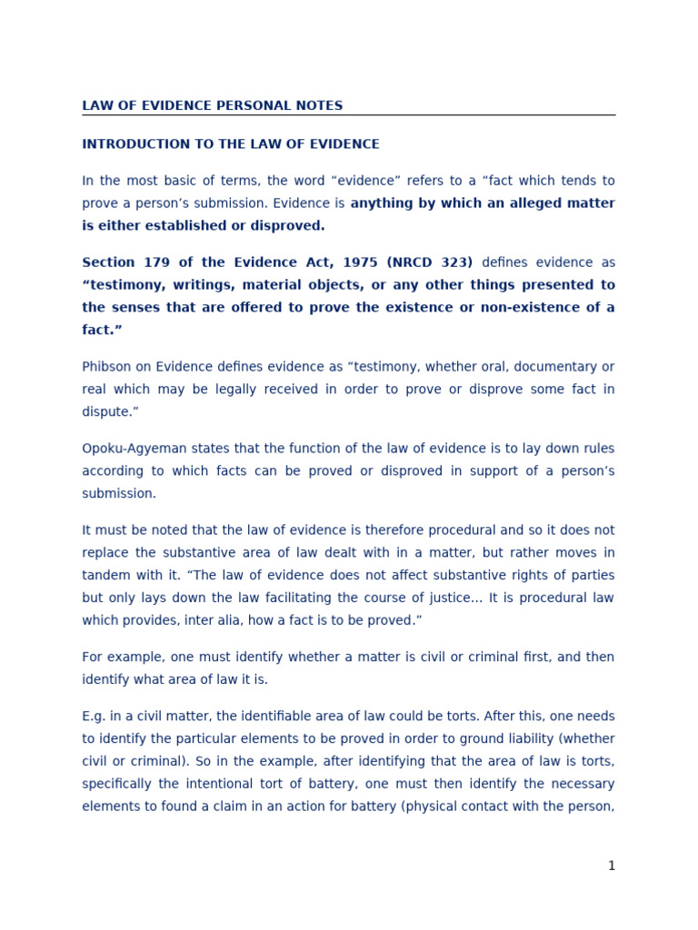 Overview of Ghana's Law of Evidence | PDF | Evidence (Law) | Burden Of ...