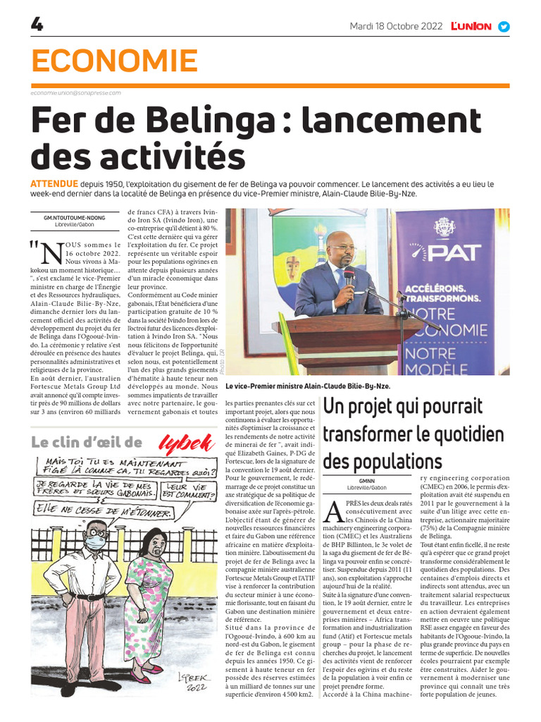 Lancement du projet de fer de Belinga | PDF | Économie