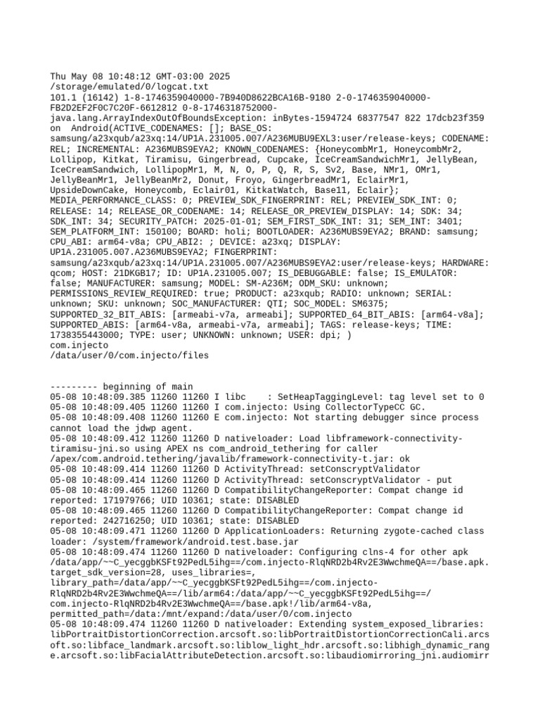 Android Logcat Error Report 2025 | PDF | Alphabet Inc. | Software
