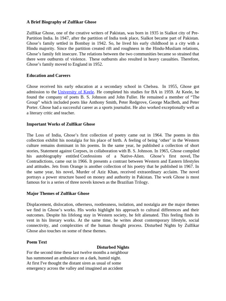 Distrubed Nights | PDF | Poetry