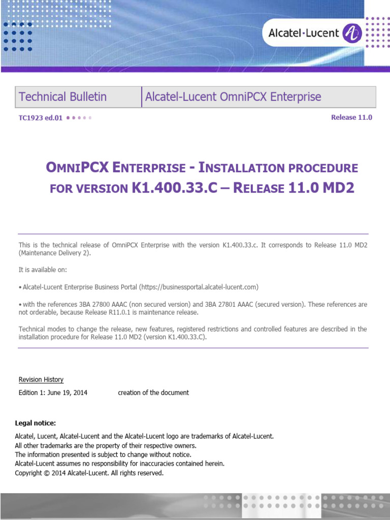 OmniPCX Enterprise Installation Guide 11.0 | PDF | Hewlett Packard ...