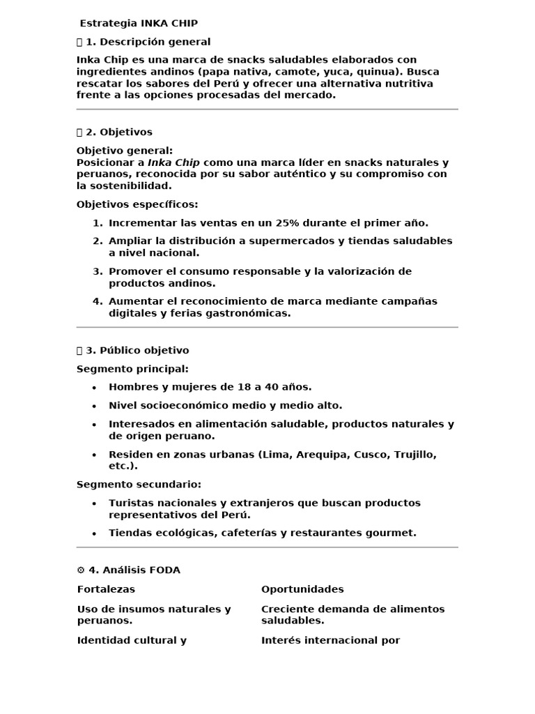 Estrategia Inka Chip | PDF | Perú | Marca