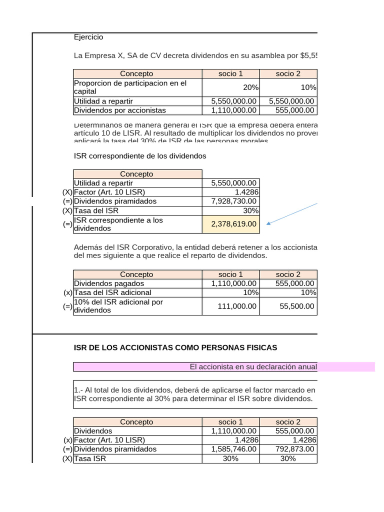 EJERCICIO TEMA DE EXPOSICION | PDF | Impuesto sobre la renta | Dividendo