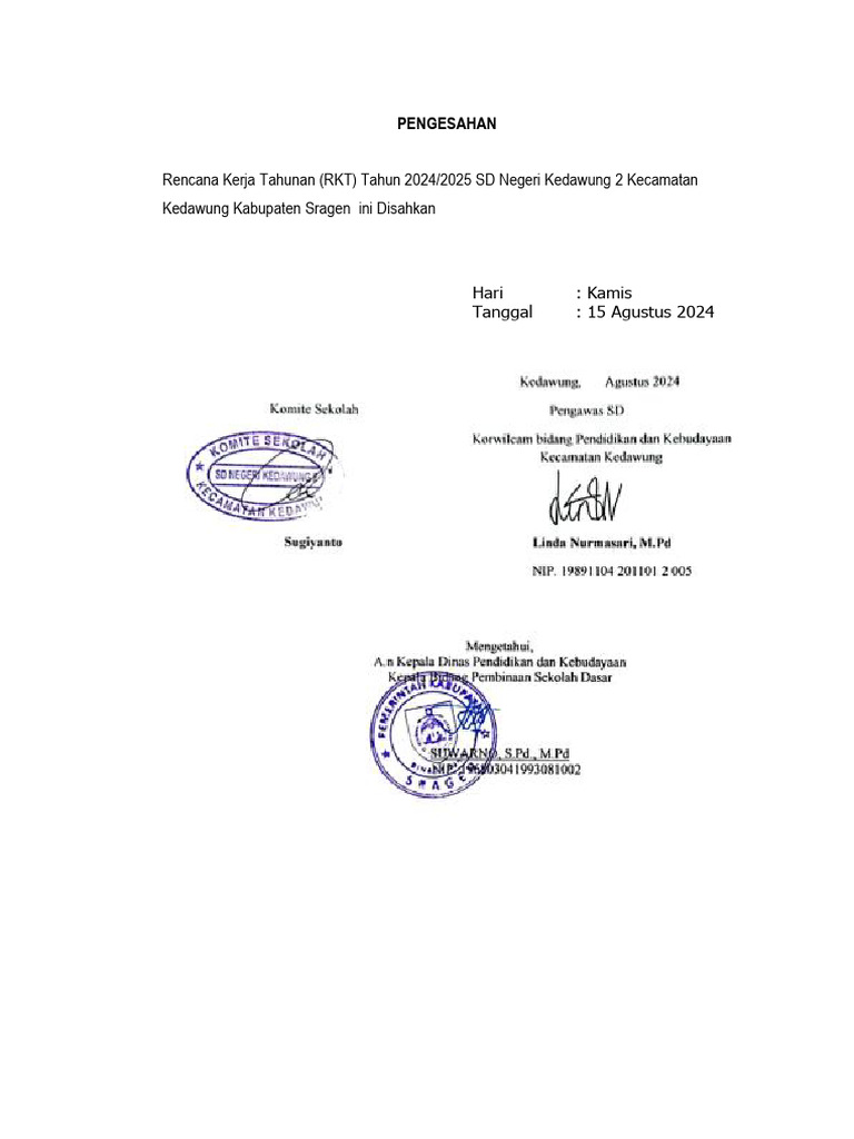 RKT - Lembar Pengesahan | PDF
