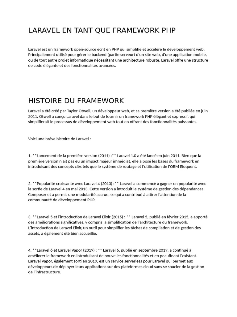 Introduction à Laravel : Framework PHP | PDF | Modèle-vue-contrôleur | PHP