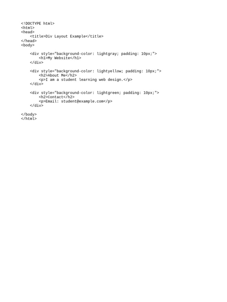 Web Design Div Layout Example | PDF