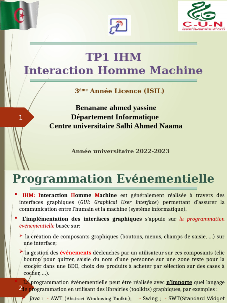 Programmation Événementielle avec Java Swing | PDF | Java (Langage de ...