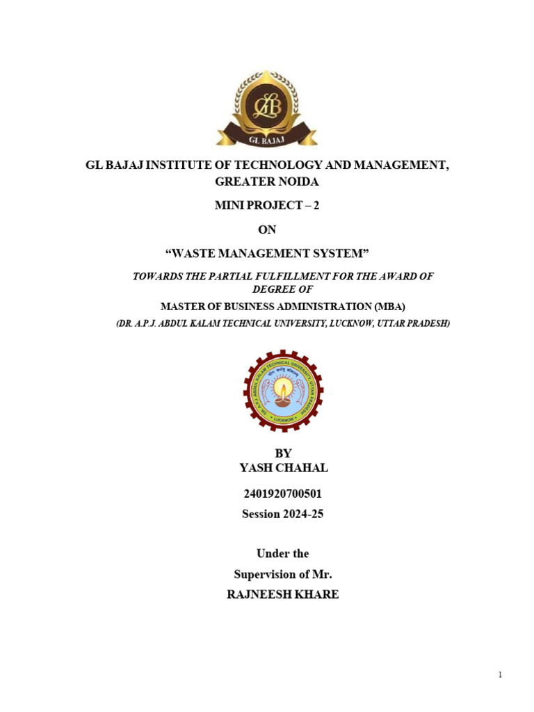 Waste Management System Project Report | PDF | Waste Management | Waste