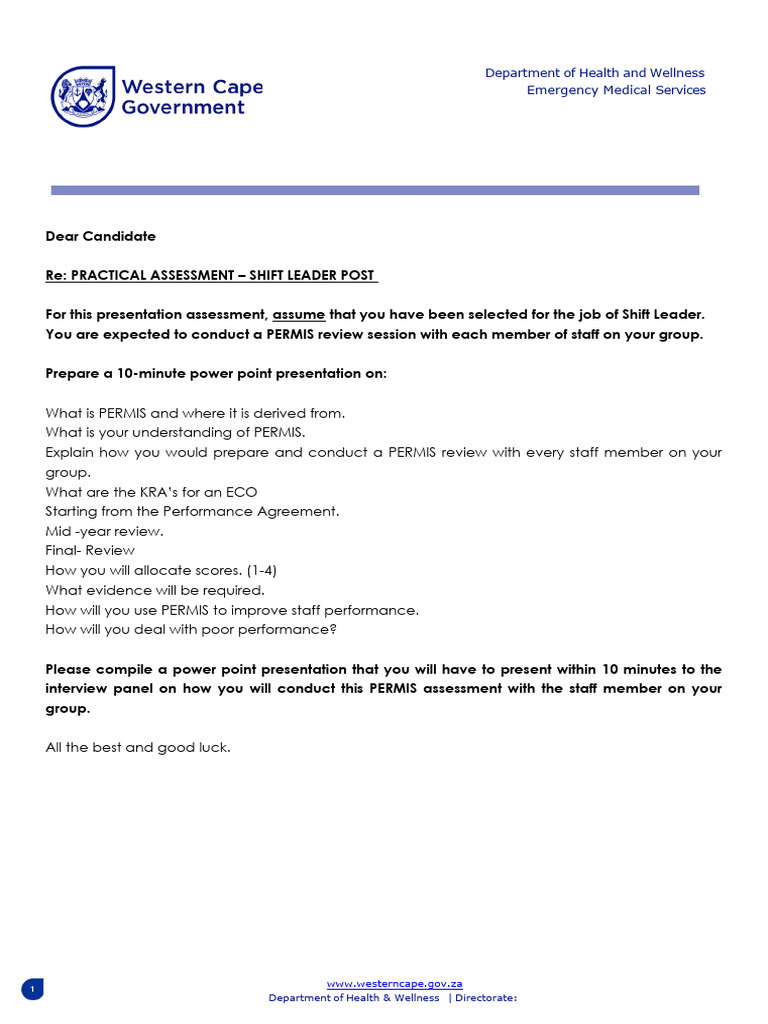 Shift Leader PERMIS Assessment Guide | PDF