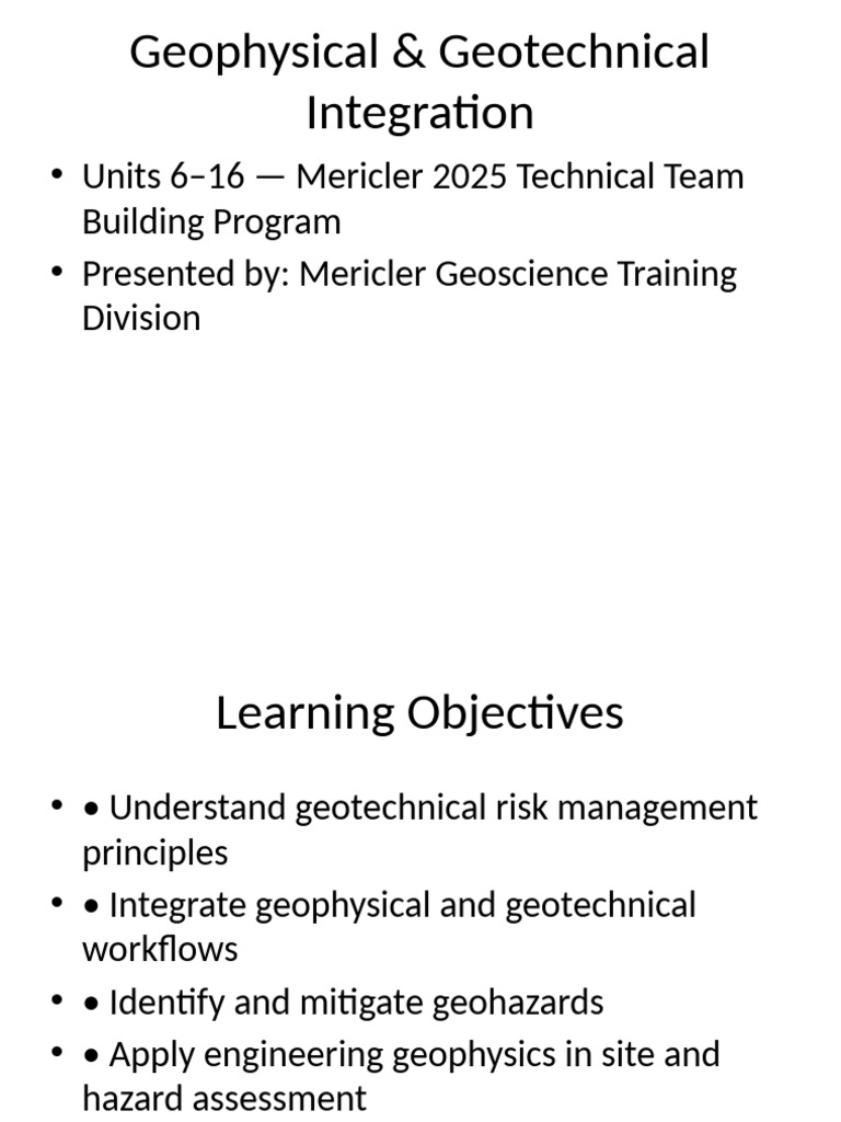 Geophysical-Geotechnical Risk Management | PDF | Geotechnical ...
