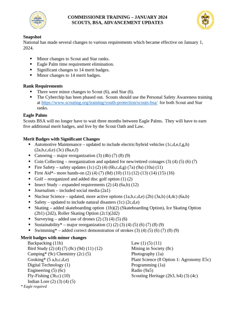 Commissioner Training 2024 01 (January) - Scouts BSA Advancement ...