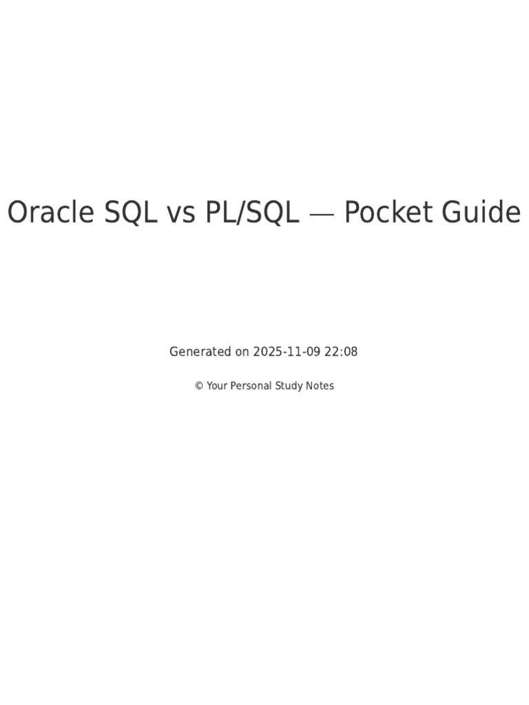 Oracle SQL vs PL/SQL Guide | PDF | Pl/Sql | Computer Programming