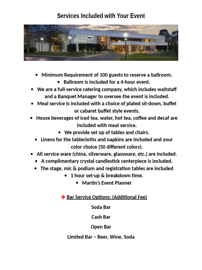 Event Services and Catering Details | PDF