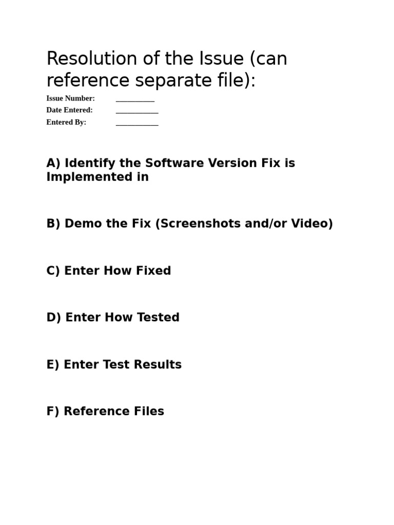 Software Issue Resolution Process Guide | PDF
