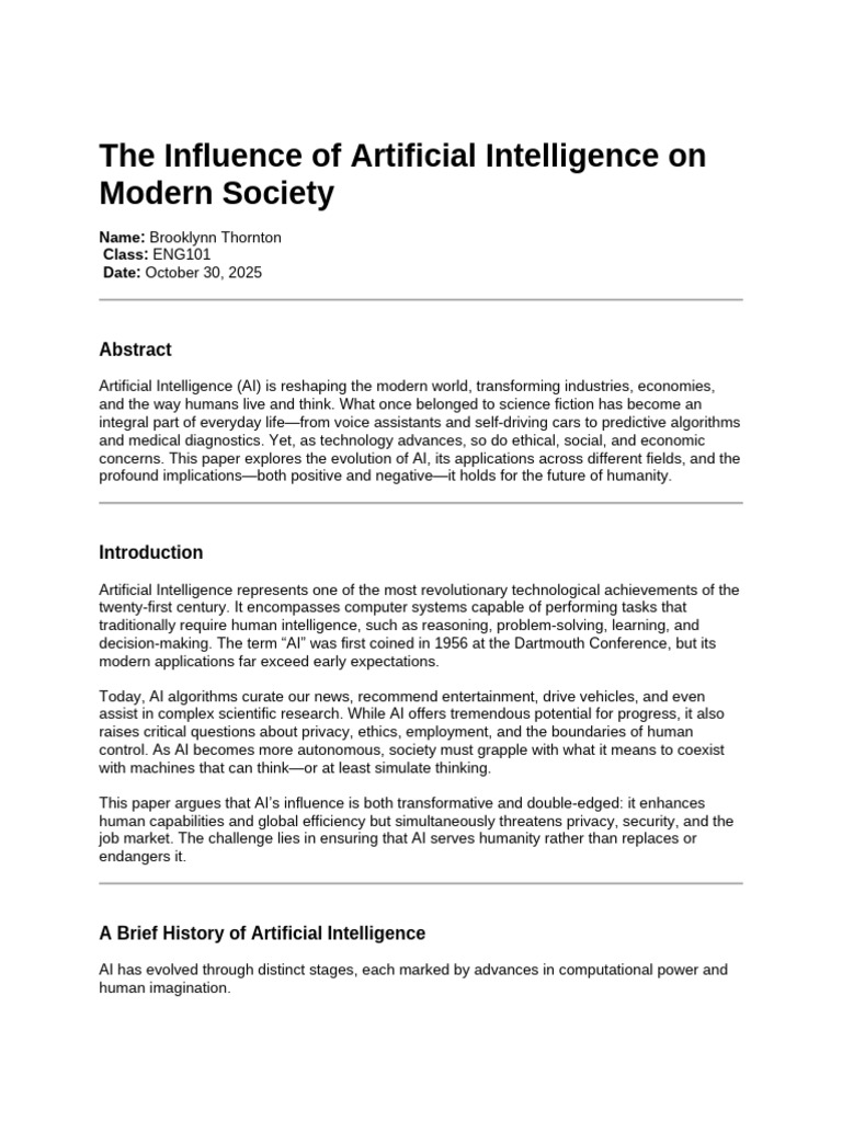 AI's Impact on Society and Ethics | PDF | Artificial Intelligence ...