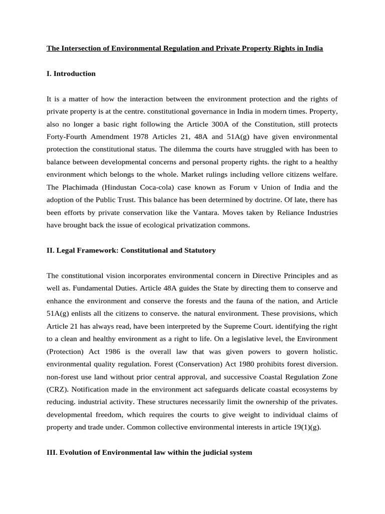 Environmental Law and Property Rights in India | PDF | Environmental ...