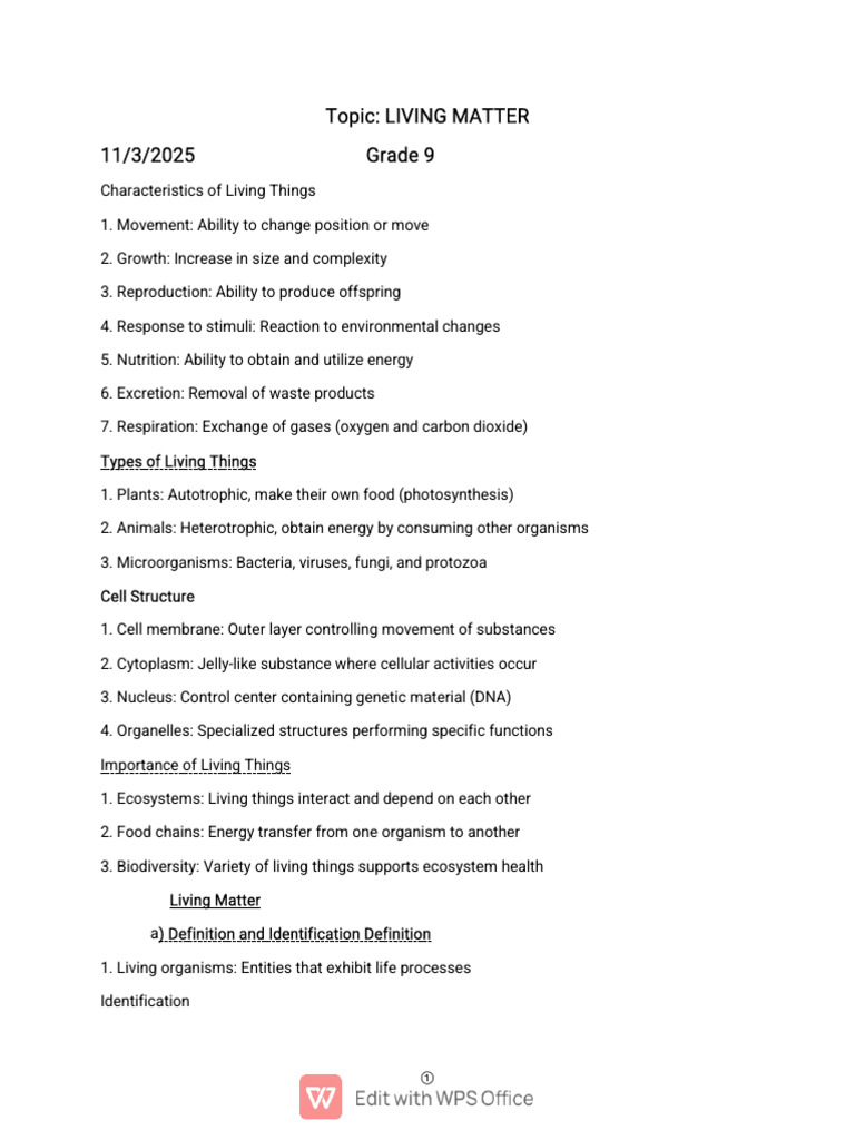 grade 9 period 2 Note | PDF | Biology