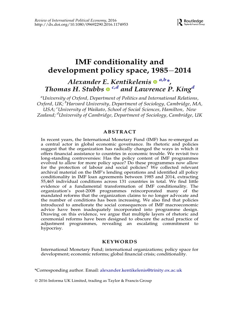 IMF Conditionality: Policy Changes 1985-2014 | PDF | International ...