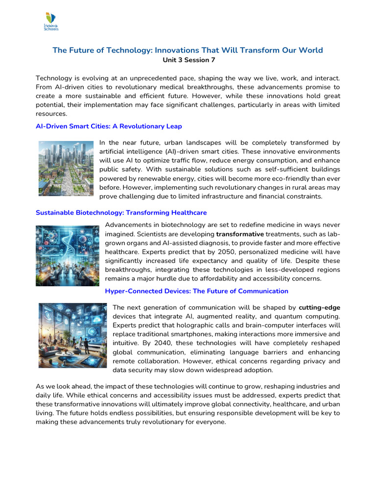 Future Tech Innovations Transforming Life | PDF | Artificial ...