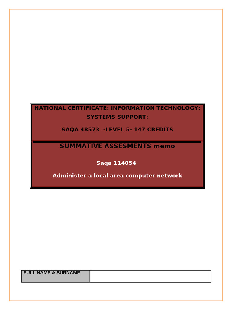 IT Systems Support Assessment Guide | PDF | Educational Assessment ...