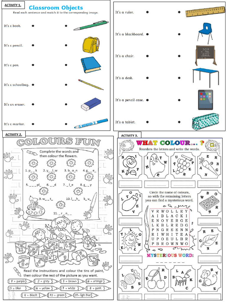 Classroom Objects and Colours | PDF