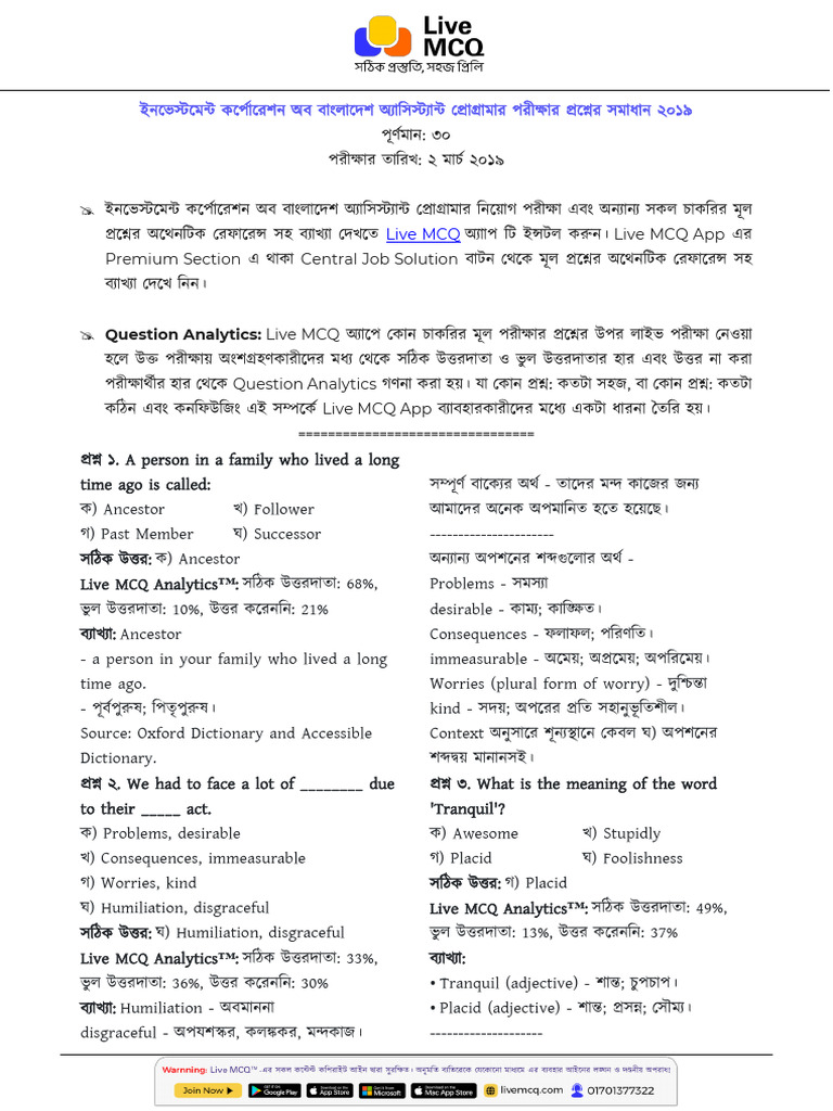 Investment Corporation of Bangladesh Assistant Programmer Job Solution ...