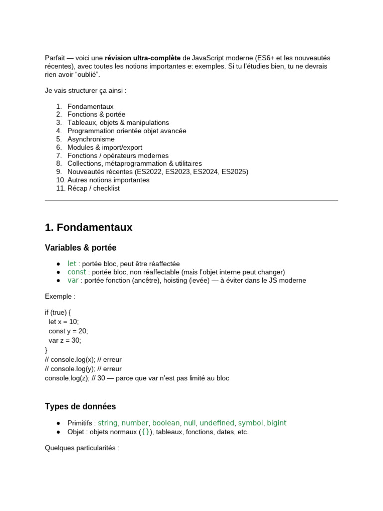 Révision complète de JavaScript moderne | PDF | JavaScript ...