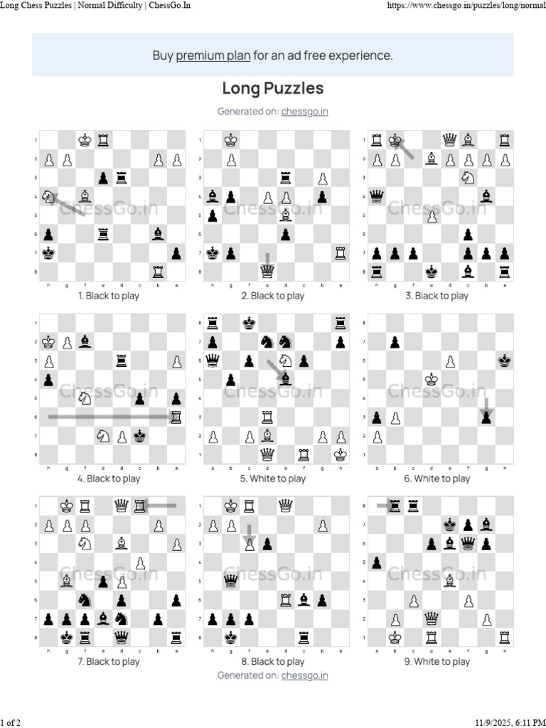 Long Chess Puzzles - Normal Difficulty - ChessGo - in | PDF