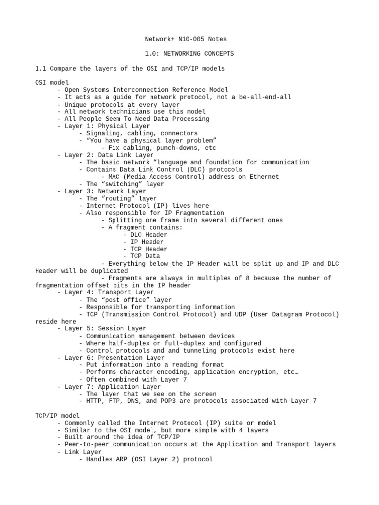 Network+ N10-005 Study Notes | PDF | Internet Protocol Suite | Domain ...