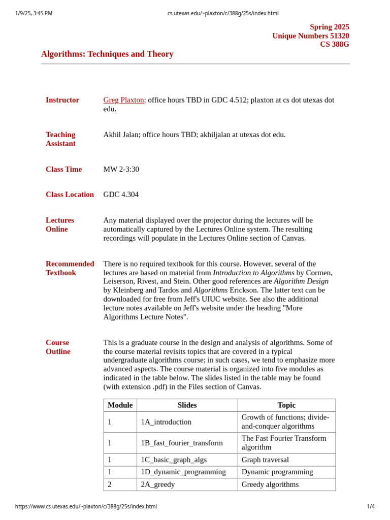 CS 388G: Advanced Algorithms Course | PDF | Theoretical Computer ...