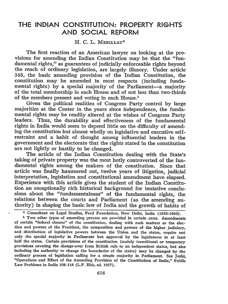 Indian Constitution: Property Rights Overview | PDF | Eminent Domain ...