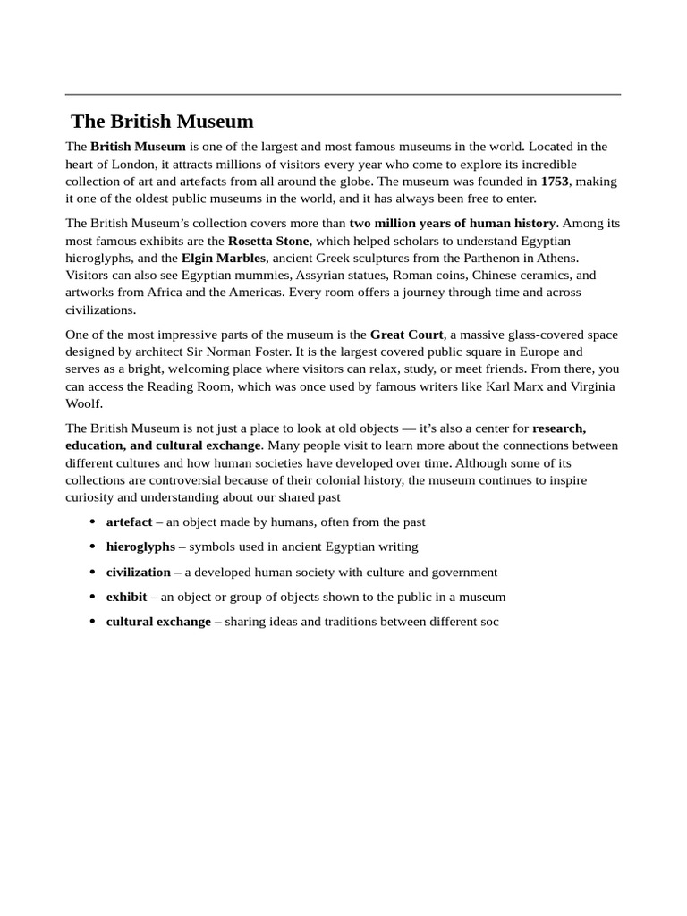 Explore the British Museum's Treasures | PDF