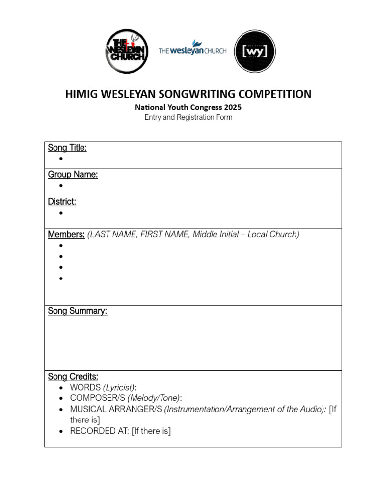 Songwriting Registration Form | PDF