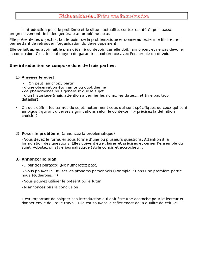 Guide pour rédiger une introduction efficace | PDF