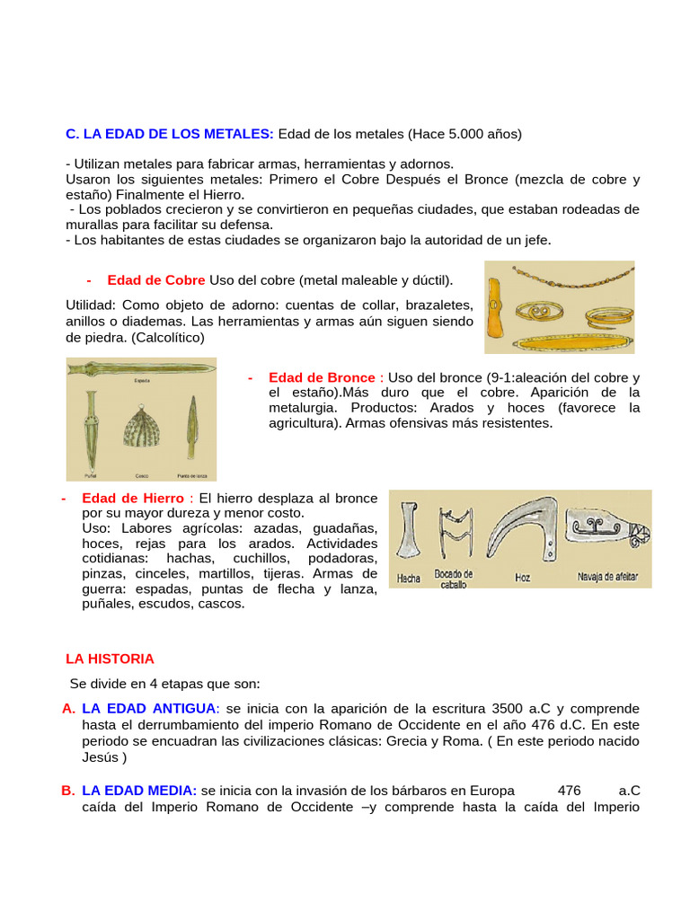Historia de la Edad de los Metales | PDF | Bronce | Rieles