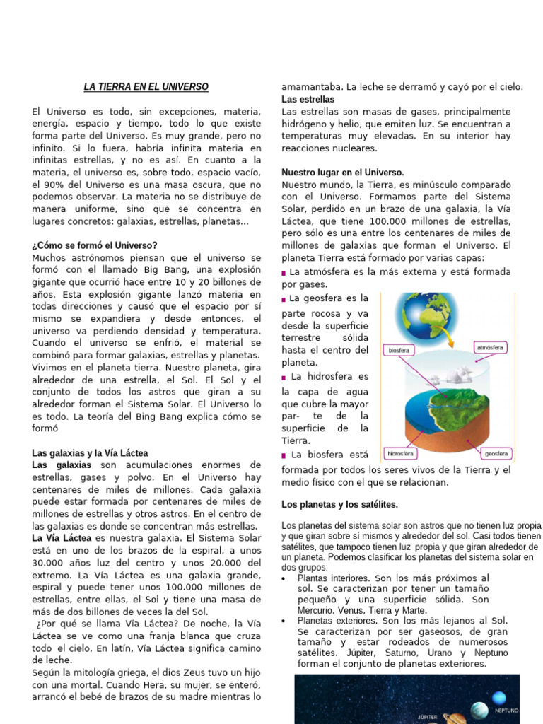La Tierra y su lugar en el Universo | PDF | Universo | Sistema solar